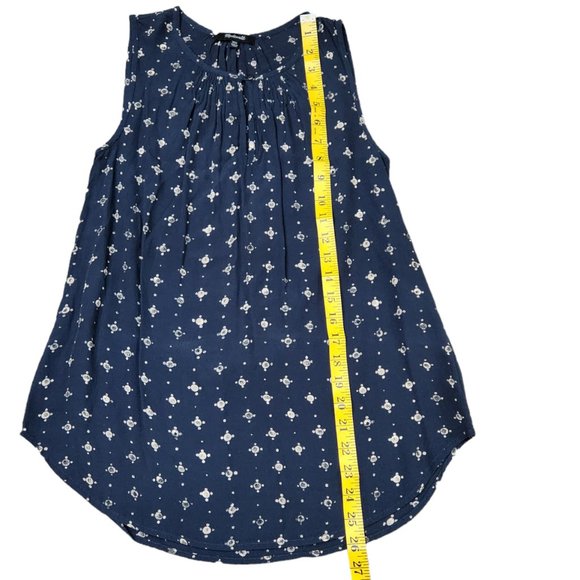 Madewell Memory Medallion Dot Sleeveless Blouse Blue Tank With Keyhole Style XXS - Picture 6 of 10